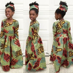Girls African ankara print maxi dress